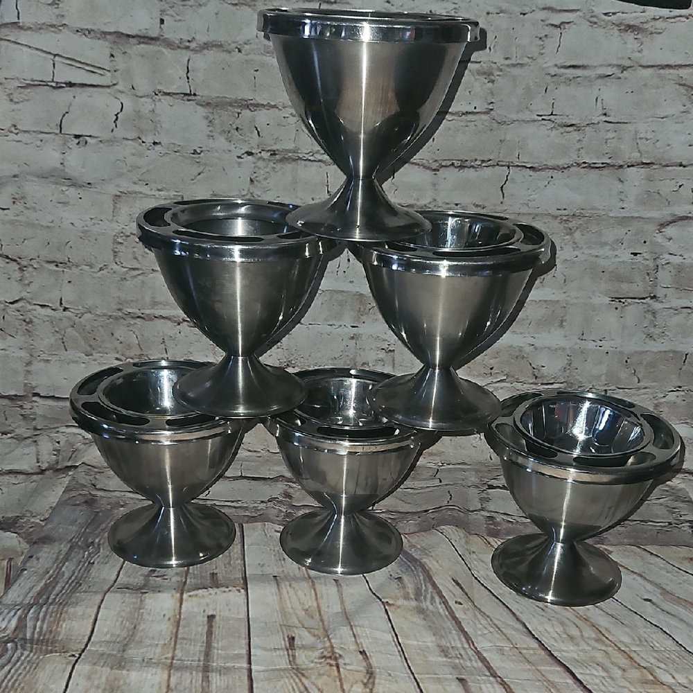 Vollrath 47578 Stainless Steel Gadroon‎ BaseShrimp Top, Bowl. Set of 6